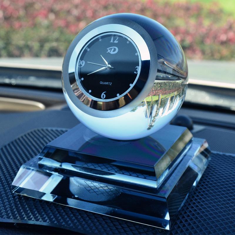 Car Crystal Perfume Seat Crystal Ball with Clock Car Perfume Seat Car Creative Gift Ornaments Interior Accessories