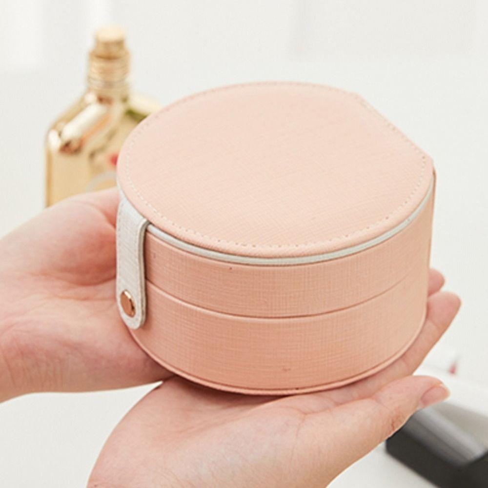 Mirror Earrings Storage Case Leather Mini Jewelry Display Box Simple Jewelry Holder Handbag Gift