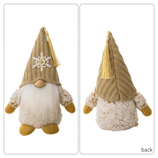 Рождественская кукла-гном, вязаная заостренная шапка ручной работы, снежинка, дерево, полная борода, милый настольный безликий гном, фаршированное украшение, товары для вечеринок, подарок