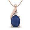 Blue Sapphire Oval Solitaire Necklace- 925 Sterling Silver