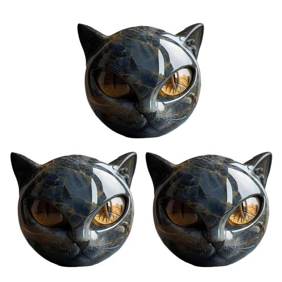 Мини Кошка Камень Полимерная Кошка Голова Фигурка Коллекционный Целебный Камень Мраморная Текстура Кошка Камень Сувенир Подарок для Любителей Кошек Женщин Мужчин