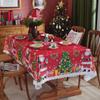 Festive Holiday Tablecloth Waterproof Polyester Embossed Rectangle Christmas Party Dining Cover with Lace