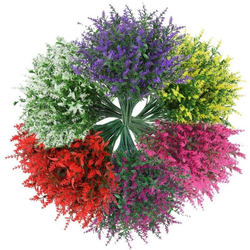10PCS Artificial Lavender Flower, Outdoor Lavender Flower Plastic Plant, Artificial Flower Artificial Plant, Home Porch Home Decoration
