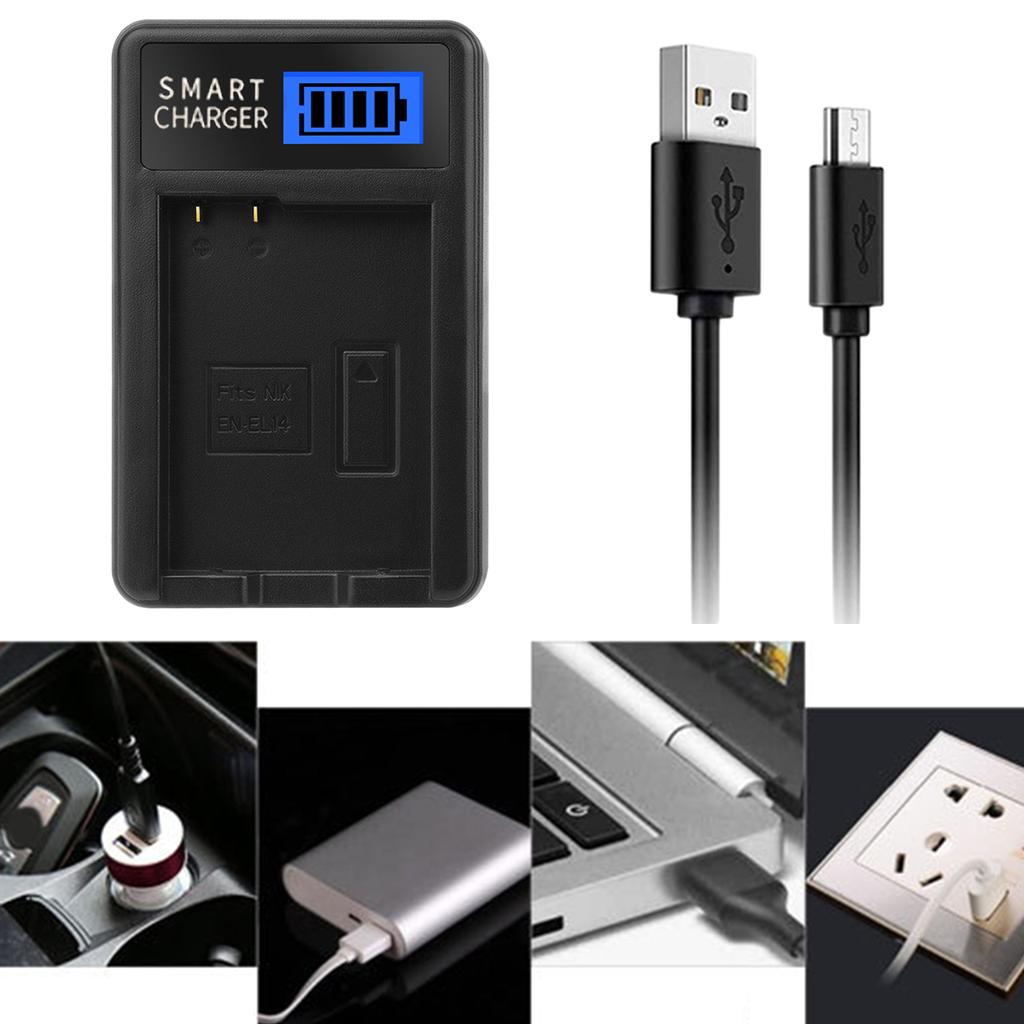 ЖК-дисплей USB Сменное зарядное устройство EN-EL14 для аккумуляторов камер Coolpix P7000 P7100 D3200 D3300 D5100 D5200 P7700 P7800 D3100