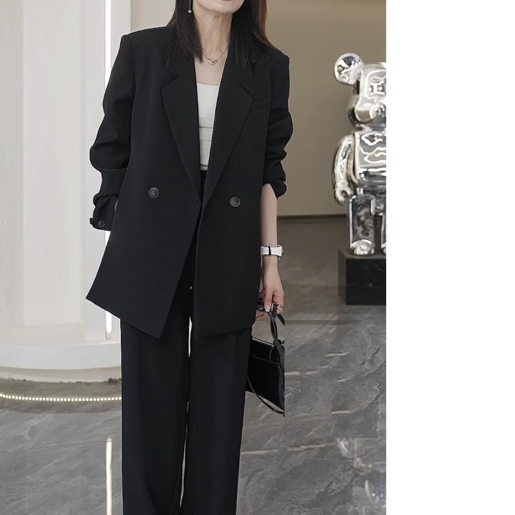 Весенне-осенний костюм, пиджак, женский, больших размеров, женские широкие брюки, свободный костюм