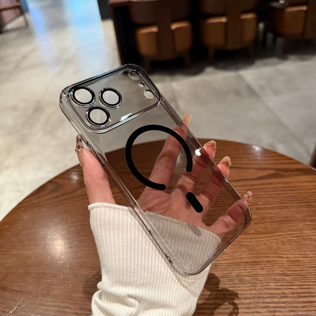Ультратонкий прозрачный жесткий магнитный чехол для Magsafe для iPhone 17 Air 16 15 14 13 12 Pro Plus Max Акриловое стекло Защитная крышка с бампером для камеры