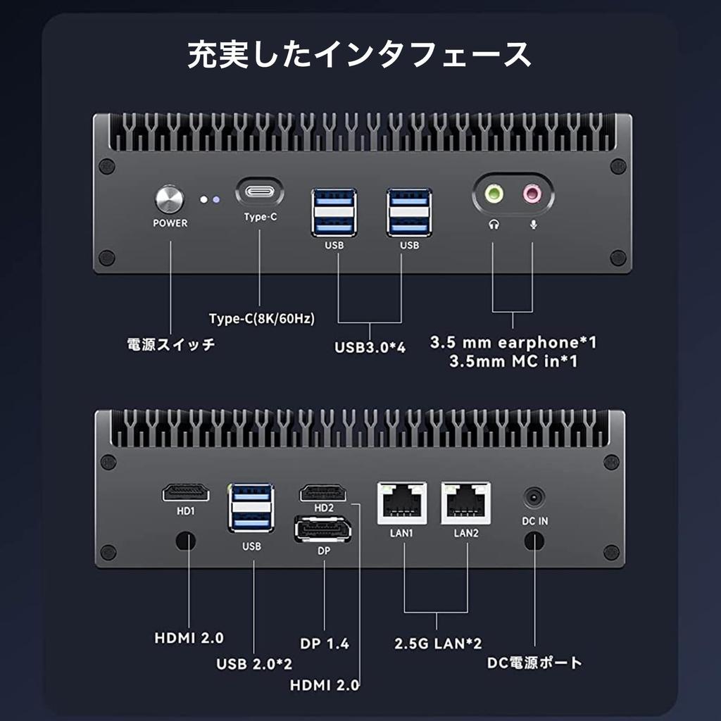 Skynew Mini PC Desktop PC Fanless Commercial Use Industrial Windows11pro Intel 16GB DDR5 512GB Nvme SSD Small Lightweight Power Saving Portable Low