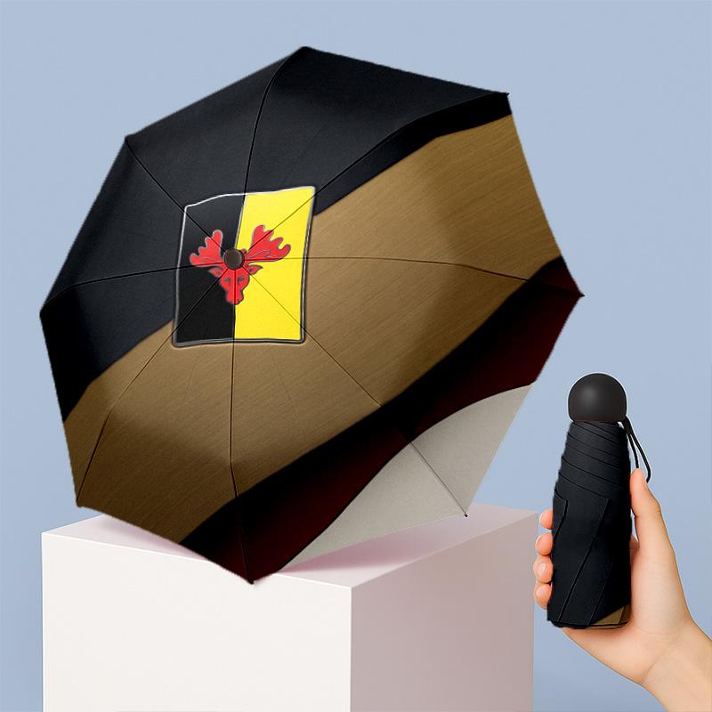 Watford Football Pattern Printed Mini 5 Folds 8 Ribs Compact Umbrella Windproof Waterproof Lightweight Portable Folding