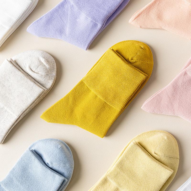 Женские осенне-зимние однотонные хлопковые носки-трубы с защитой от запаха и пиллинга