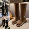 Мода 2025 Женские Стильные Сапоги-Слоучи до Середины Икры Мягкие Удобные с Дизайном Круглого Носка Застежка-Пряжка Дизайн Повседневная Обувь для Улицы