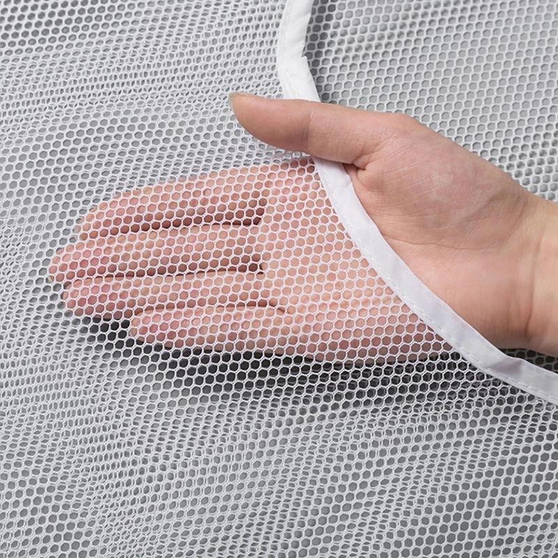 Dirty Clothes Storage Bag Basket Foldable Mesh Laundry Bathroom Wall Hanging Household Clothing Organizer With Hook