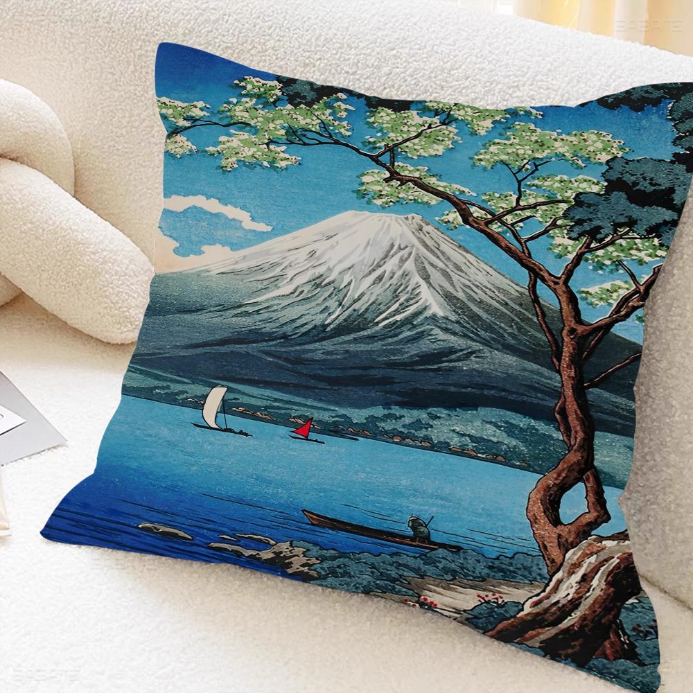 Серия Японские Пейзажи Офисная Подушка Наволочка Автомобильная Наволочка для Подушки 45X45СМ Наволочка для Подушки на Пояс Диванная Наволочка