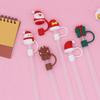 2Pcs Christmas Silicone Straw Cap 10mm Reusable Dust-Proof Straw Topper for Cup Party Decor Santa Claus Snowman