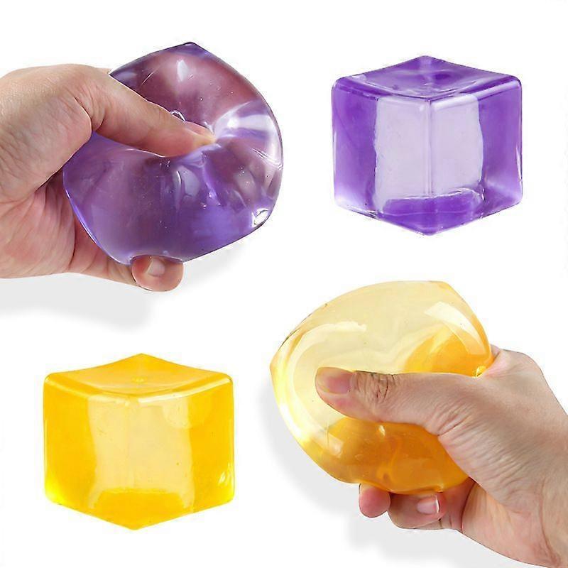 4Pcs Stress Cube Squishy Stress Balls Ice Cube Sensory Squeeze Toys Squishy Fidget Cube Mini Squishies for Kids Teens Adults Stress Relief Classroom H