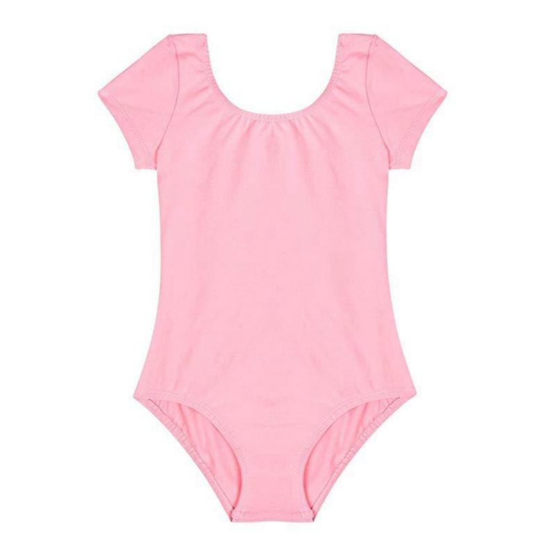 Танцевальный костюм для девочек, комплект из двух предметов, детский однотонный комбинезон с короткими рукавами и балетная юбка