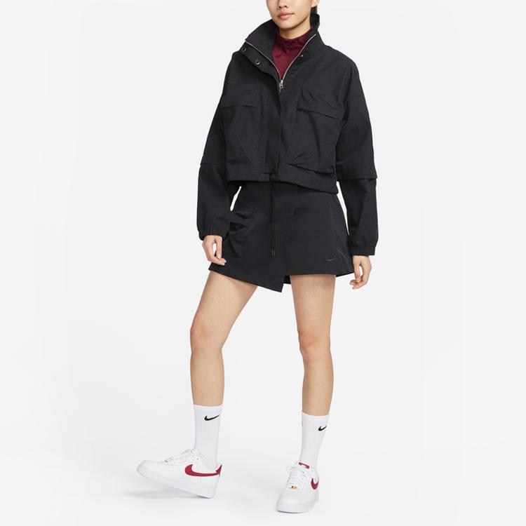 Nike Спортивная одежда Tech Pack Асимметричные быстросохнущие юбки-шорты с высокой талией для женщин, угольно-черные DV8492-010