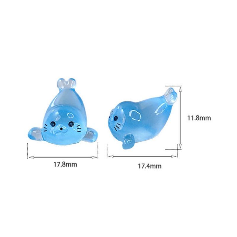 10pcs Luminous Mini Seal Resin Ornament - Creative Gift for Desktop Home Decoration , Cute Cartoon Glowing Marine Animal Model