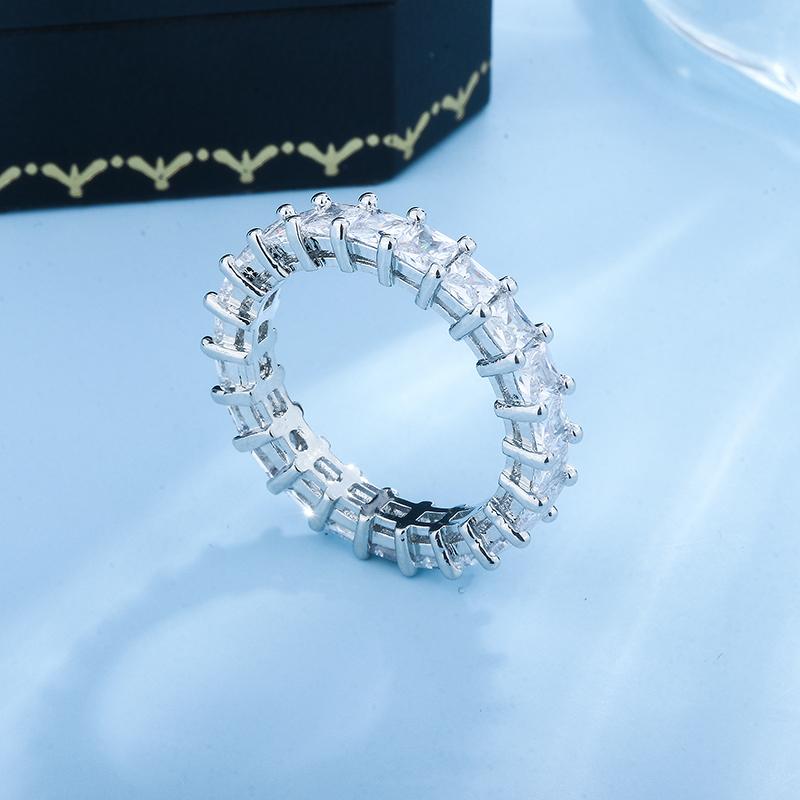 New Women's Simple Zircon Ring AAAA Shiny Zircon Wedding Ring Fashion Eternal Promise Ring Couple Ring Christmas Gift