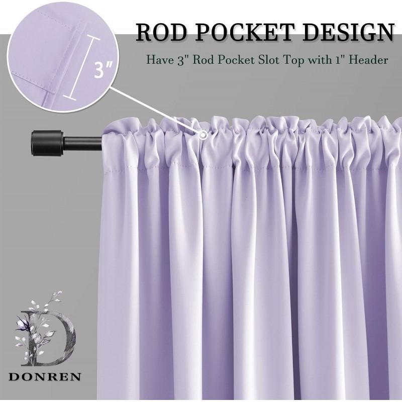 Light Purple Solid Color Sheer Curtain Panel Bedroom Kitchen Living Room Small Window Rod Hanging Blackout Valance