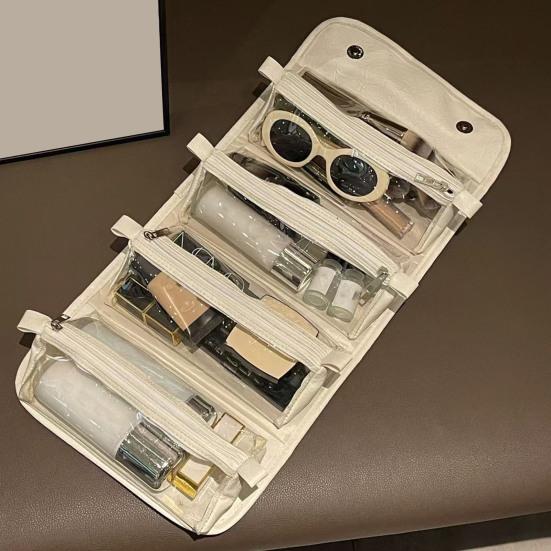 Сворачивающаяся косметичка Дорожная косметичка с 4 съемными прозрачными органайзерами для женщин Кошельки Складная туалетная