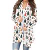 Women's Fashion Christmas Print Jacket Long Sleeve Casual Cardigan Coat