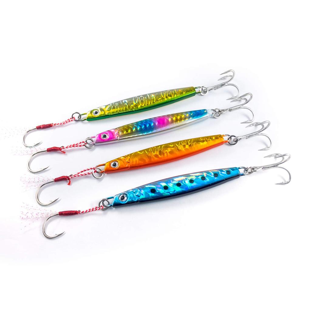 Olerud Рыболовные снасти Набор металлических джигов B Джиг 60г с ассистом Серебристый Подходит для всех морей Испанский qb100143b03n0 (4 цвета) "Металл F" 9,9 см Крючки, Крючки,