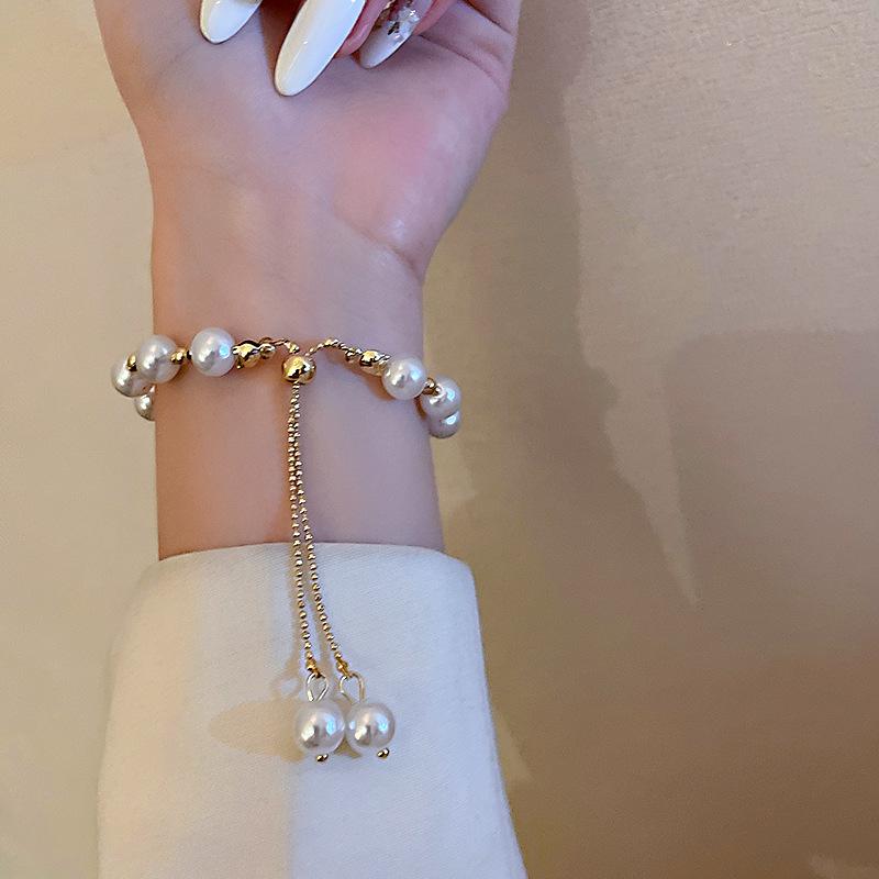 Korean Simple Adjustable Tassel Pearl Bracelet Fashion Personality Hand Jewelry New Female Anniversary Gift Wedding Jewelry