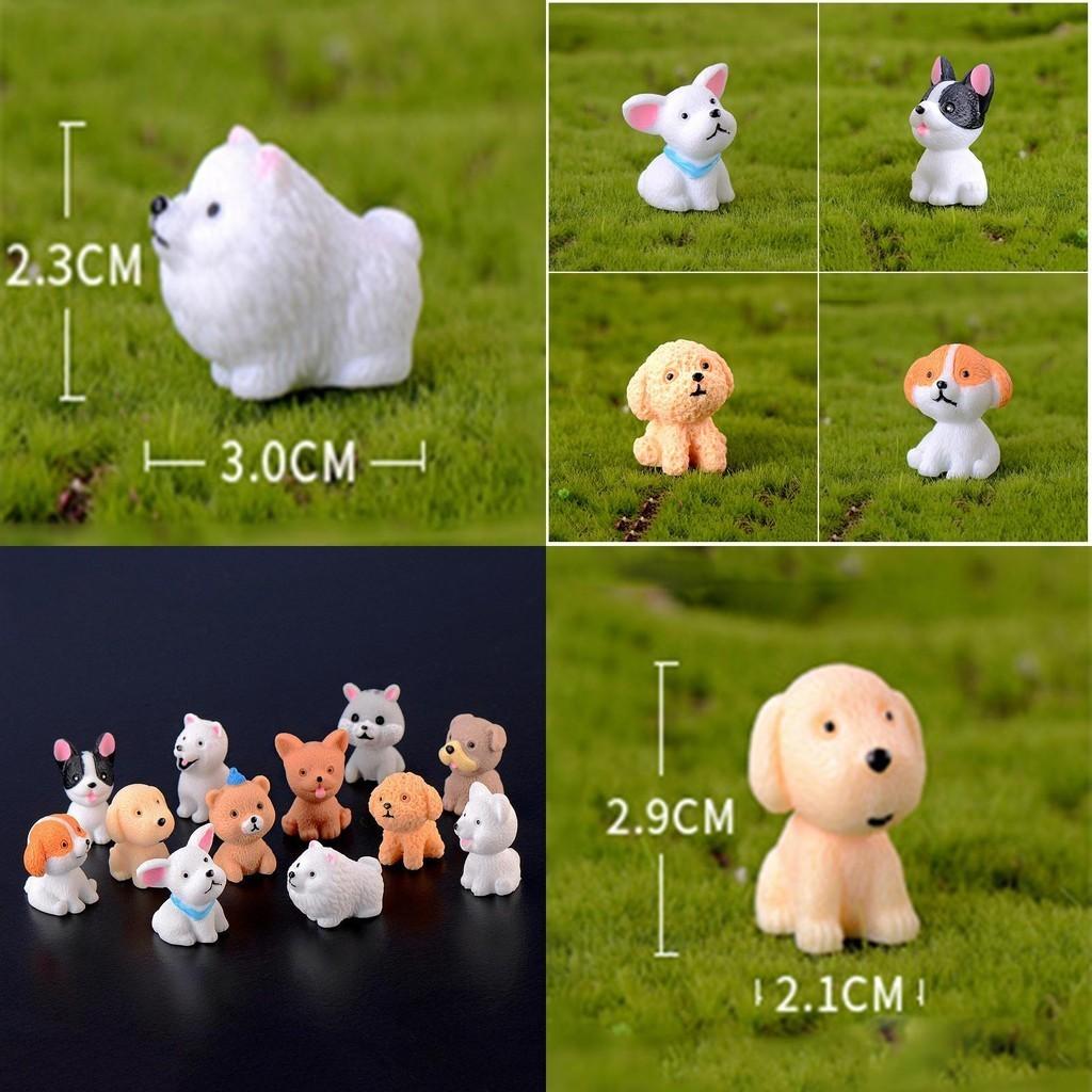 Cute Mini Resin Dog Dolls 12 Style Handicraft Ornaments Ideal For Micro Landscape Decor