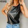 YYFS Женские модные повседневные летние весенние однотонные блузки и рубашки без рукавов с круглым вырезом и принтом