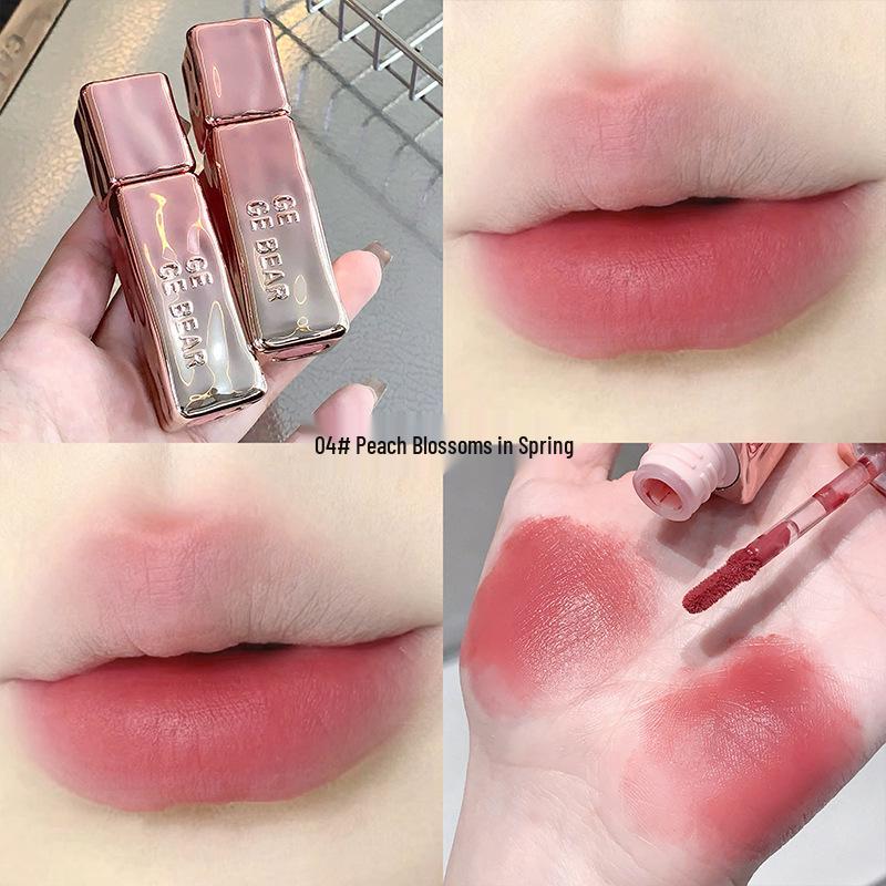 GegeBear Бархатная Матовая Помада-Грязь для Губ в Оттенке Pink Tender: Высокопигментированный, увеличивающий объем и стойкий матовый блеск для губ для весенне-летнего сезона.
