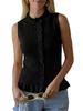 Women's Sleeveless Sweater Vest Ruffle Button Down Knit Tank Top