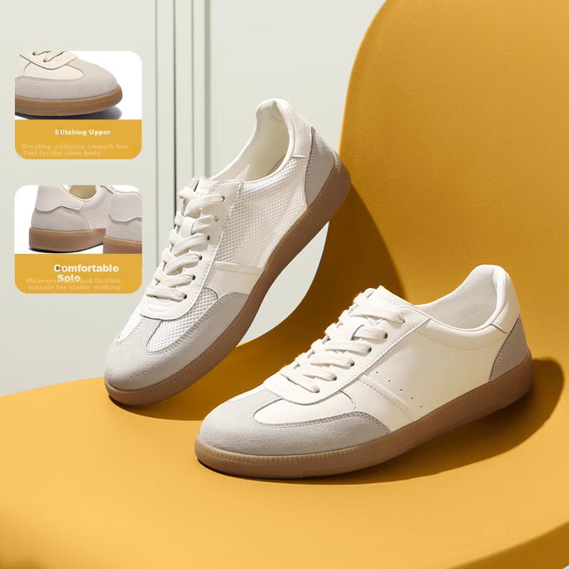 Belle Men's Casual Shoes, Sneakers, Spring And Summer Retro Height-Increasing 3.5cm Dexun Shoes A2023, White/gray, Size 39