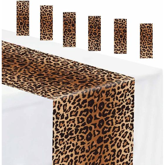 6 PCS Leopard Print Table Runner 14 x 108 Plastic Table Runner for Leopard Theme Party Birthday Baby Shower Disposable Tables Runner