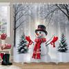 Рождественский снеговик занавеска для душа Рождественская елка Зимний снег Рождественский подарок Полиэстер занавески для душа Декор для ванной комнаты с крючками