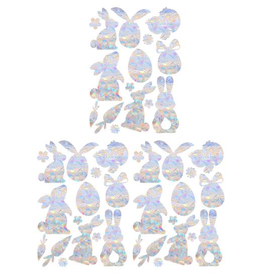 1/3 листа пасхальная наклейка на окно водонепроницаемая ПВХ голографическая наклейка на стекло в виде ловца солнца кролика, яйца, цветка, праздничная наклейка для украшения вечеринки