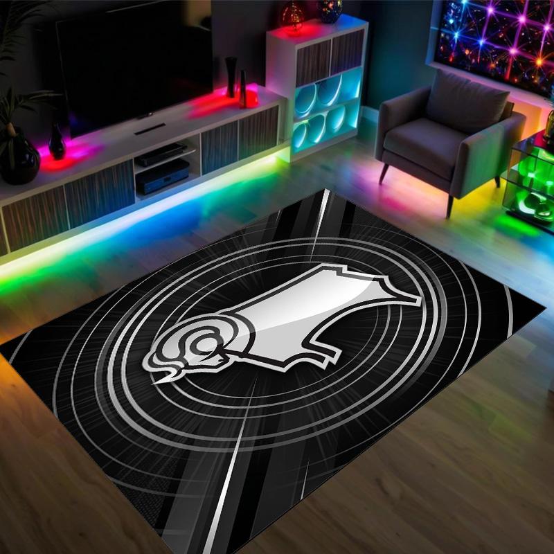 Derby County Design Crystal Velvet Carpet Cozy Non?Slip Printed Rug For Bedroom Living Room Entrance