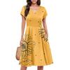 Womens Summer Dress Short Sleeve V Neck Short Dresses Fashion Casual Flowy A Line Swing Sundress With Pocket