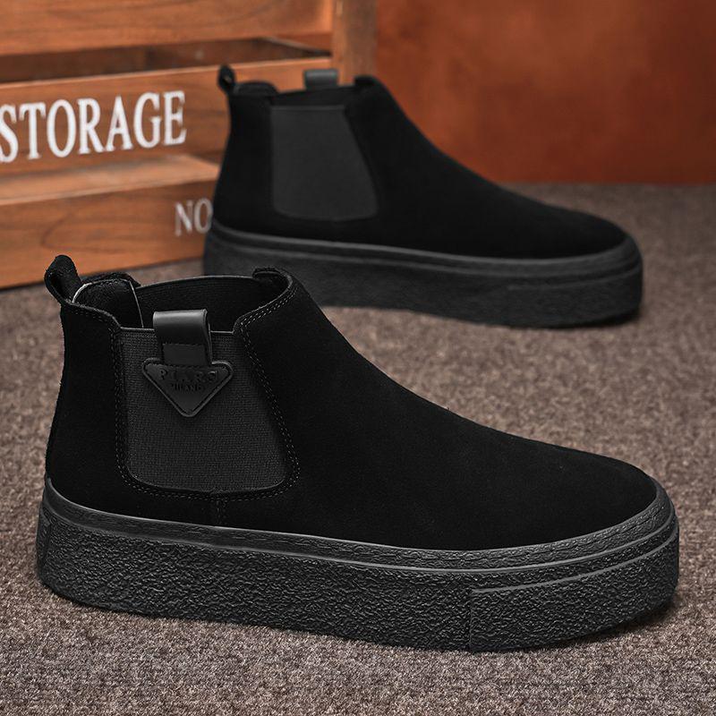 Мужские ретро кожаные ботильоны челси мартин с высоким голенищем, на одной молнии, на толстой подошве, универсальные для осени/зимы.