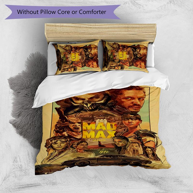 Mad Max Pattern Printed 3PCS Bedding Set, Soft Skin-Friendly Washable Duvet Cover & Pillowcases Set