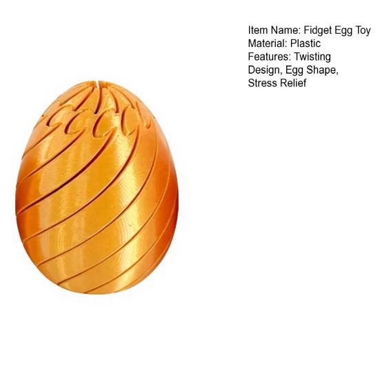 Twisting Fidget Egg Toy Twistable Egg Toy Portable Lightweight Stress Relief 3D Printed Easter Egg Desktop