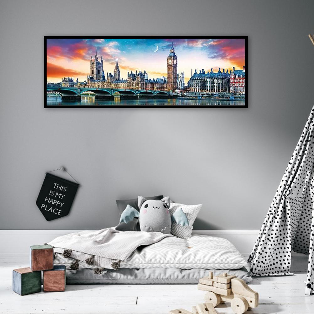 5D DIY Полный круглый дрель Алмазная картина Лондон-стрит Мозаика Набор горный хрусталь Рисунок Картина Украшение дома Художественное ремесло