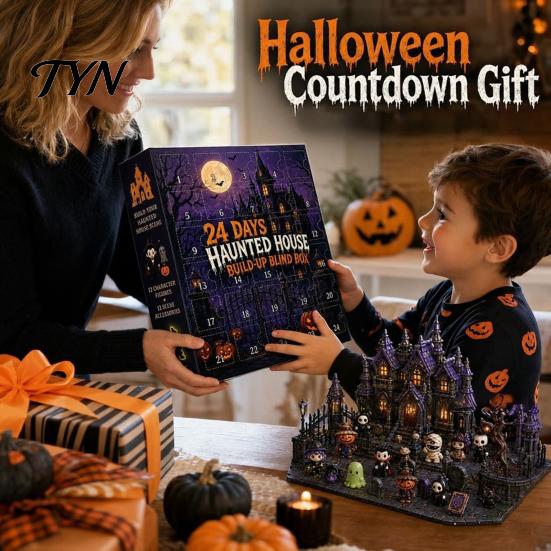 Hanging Halloween Decorations Advent Calendar 2026, 24 Days Countdown with 2D Flat Spooky Party Favors Acrylic Mini Figures, Collectible Surprise