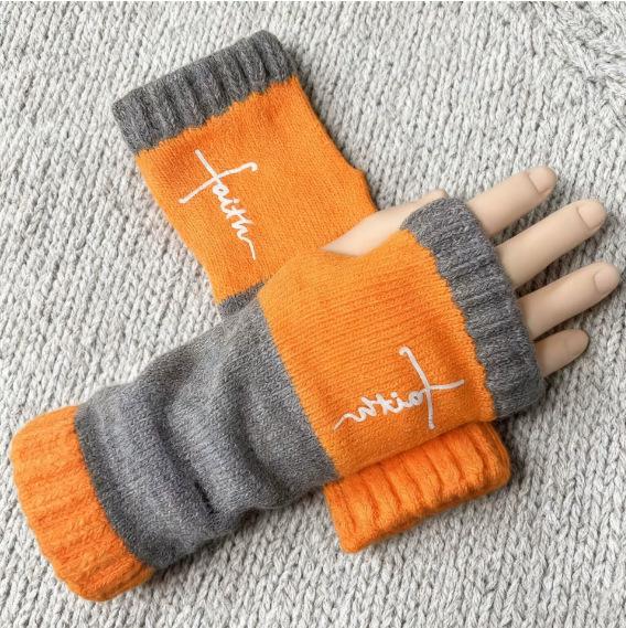 Женские осенне-зимние модные вязаные вышитые перчатки