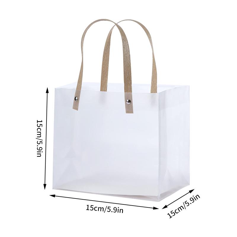 10PCS Transparent Frosted Tote Bag PP Waterproof Companion Gift Candy Bag Flower Wrapping Bag Birthday Wedding Party Supplies