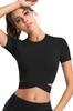 VEROMAN Yoga Training Short Short Top, Sleeves, Length, Ppi-ssd18 (Black, Small)