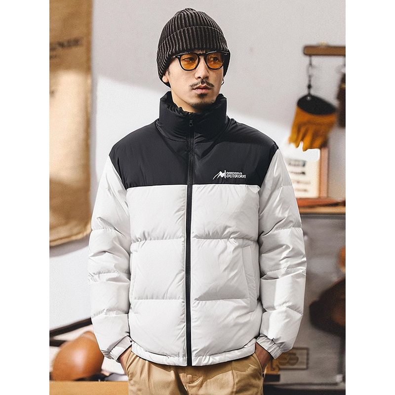 Sports Stand Collar Contrast Color Jacket down Jacket Men's Winter Thickened Fashion Brand Cotton-Padded Coat Outwear Export Men's Cotton Clothes