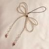 Crystal Beaded Phone Lanyard Bowknot Pendant Wrist Strap Detachable Phone Chain Keyring Portable Accessory for Women