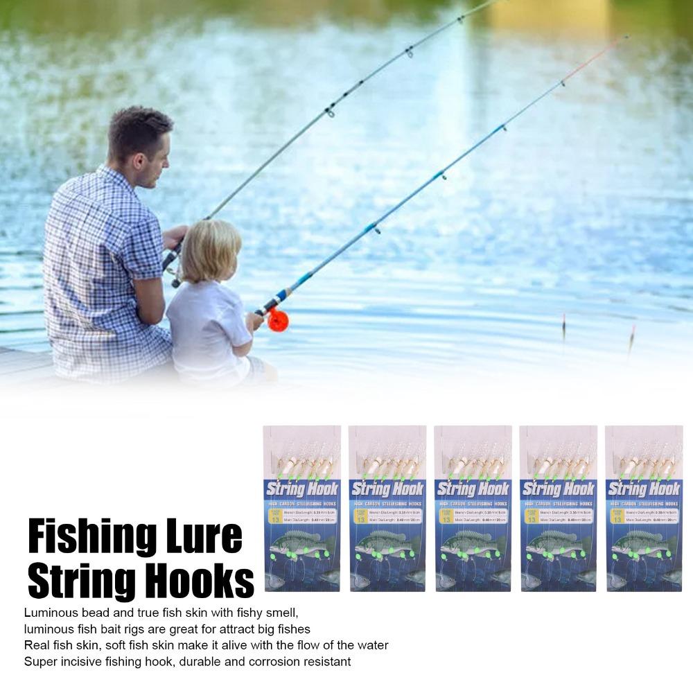 5 Sets Soft Fish Skin Fishing Rigs with Luminous Beads Fishing Lure Rigs  Saltwater Fishing