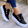 Women's Casual Sneakers Fashion Summer Platform Shoes Leather Pu Sneakers Lace-ups Womens Vulcanized Shoes Lightweight Zapatos