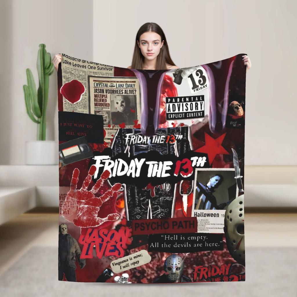 Пятница 13-е Джейсон Вурхиз Плед Пикник Фланель Постельное белье Пледы Для улицы Теплый На заказ Своими руками Качество Покрывало Подарок